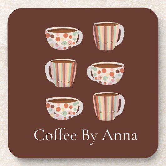 Warm Circle Pattern On Cups Of Coffee Getränkeuntersetzer (Vorderseite)