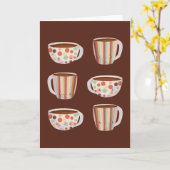 Warm Circle Pattern On Cups Of Coffee Karte (Gelbe Blume)