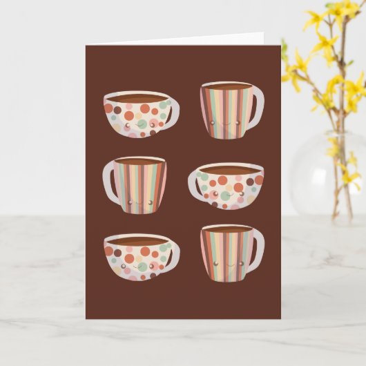 Warm Circle Pattern On Cups Of Coffee Karte (Gelbe Blume)