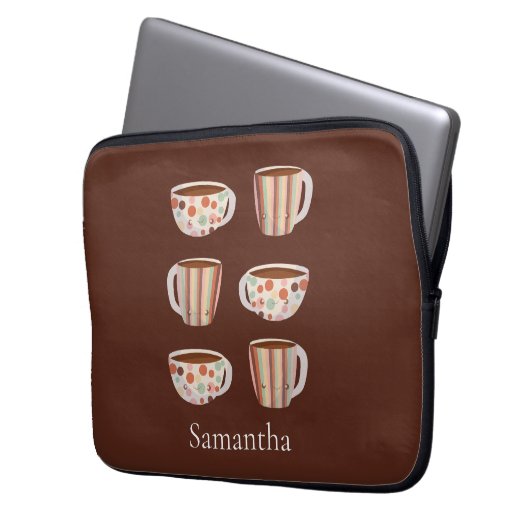 Warm Circle Pattern On Cups Of Coffee Laptopschutzhülle (Vorderseite Links)