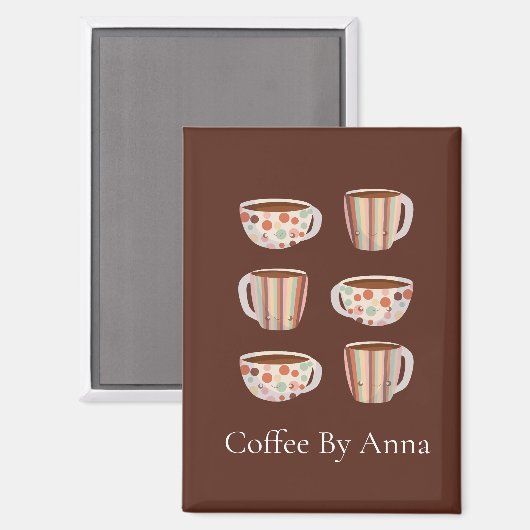 Warm Circle Pattern On Cups Of Coffee Magnet (Vorderseite/Rückseite)