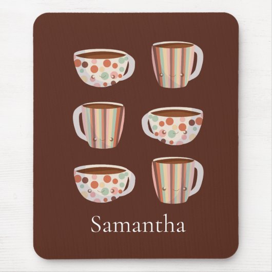 Warm Circle Pattern On Cups Of Coffee Mousepad (Vorne)