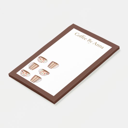 Warm Circle Pattern On Cups Of Coffee Post-it Klebezettel (angewinkelt)