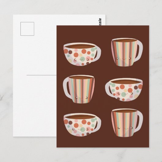 Warm Circle Pattern On Cups Of Coffee Postkarte (Vorne/Hinten)