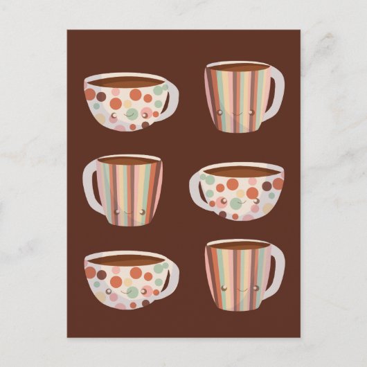 Warm Circle Pattern On Cups Of Coffee Postkarte (Vorderseite)