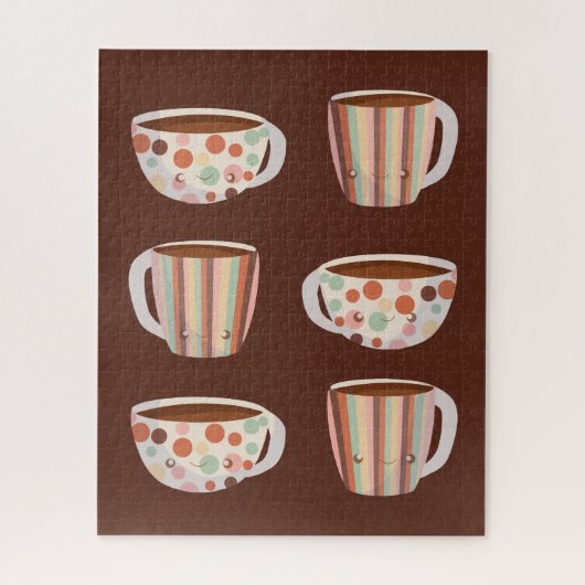 Warm Circle Pattern On Cups Of Coffee Puzzle (Vertikal)