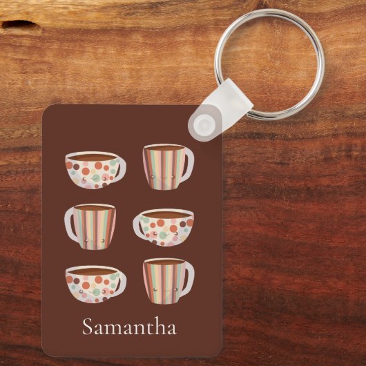 Warm Circle Pattern On Cups Of Coffee Schlüsselanhänger (Rückseite)