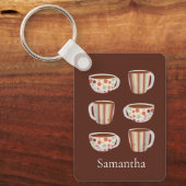 Warm Circle Pattern On Cups Of Coffee Schlüsselanhänger (Vorderseite)
