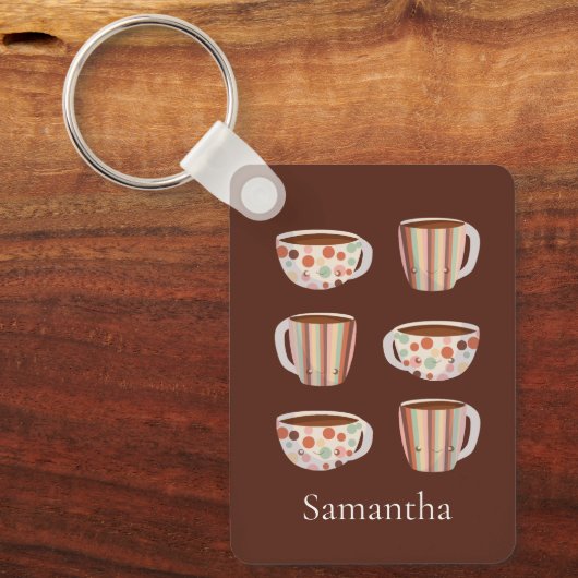 Warm Circle Pattern On Cups Of Coffee Schlüsselanhänger (Vorderseite)