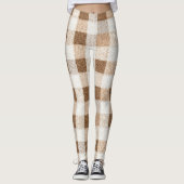 Warm Cocoa Cream Brown Plaid Stripes Leggings (Vorderseite)