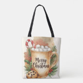 Warm cocoa merry Christmas cookie holly rustic Tasche (Rückseite)