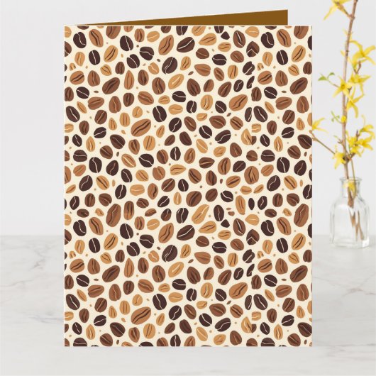 Warm Coffee Bean Roast Tones Seamless Pattern Karte (Gelbe Blume)