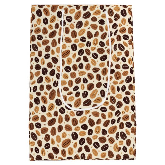 Warm Coffee Bean Roast Tones Seamless Pattern Mittlere Geschenktüte (Rückseite)