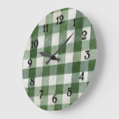 Warm Country Green Cream Plaid Stripes Große Wanduhr (Winkel)