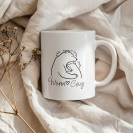 Warm Cozy Bear Hug Line Art Design Kaffeetasse