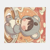 Warm & Cozy Chibi Koala Adventure Fleece Blanket (Vorderseite (Horizontal))