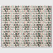 Warm & Cozy Retro Christmas Tree Pattern Wrapping Geschenkpapier (Flach)