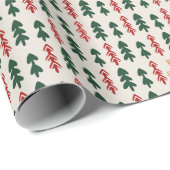 Warm & Cozy Retro Christmas Tree Pattern Wrapping Geschenkpapier (Rolleneckpunkt)