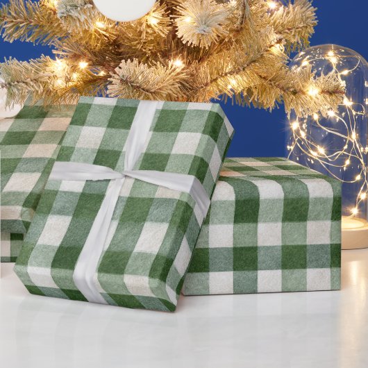 Warm Cream Green Plaid Stripes Christmas Geschenkpapier (Feiertage)