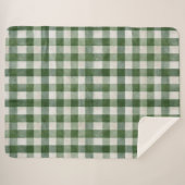 Warm Cream Green Plaid Stripes Christmas Sherpadecke (Vorderseite (Horizontal))