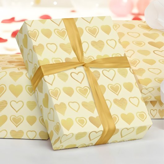 Warm Cream Minimal Hearts Valentine Gift Geschenkpapier