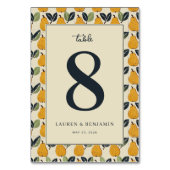 Warm Cream Pear Illustration Tischnummer (Rückseite)