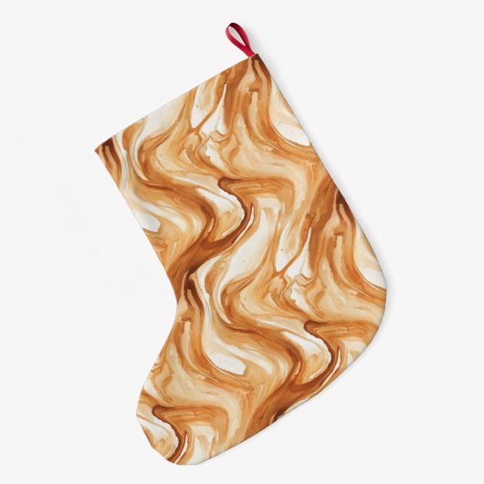Warm Creamy Caramel Candy Streaks Großer Weihnachtsstrumpf (Rückseite (Hängend))
