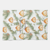 Warm Creamy Caramel Hearts Christmas Tree Branches Geschirrtuch (Horizontal)