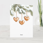 Warm Creamy Caramel Hearts Christmas Tree Branches Karte (Rückseite)