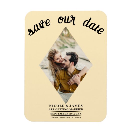 Warm Custard Foto Wedding Save the Date Magnet (Vertikal)