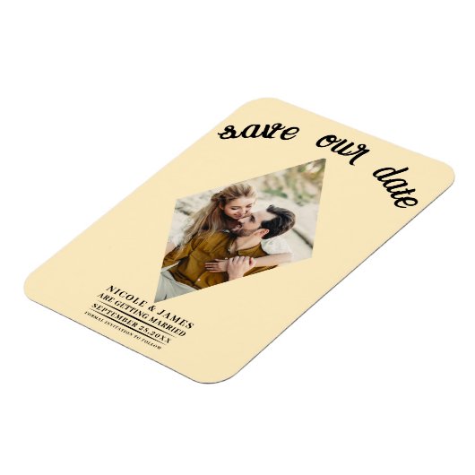 Warm Custard Foto Wedding Save the Date Magnet (Linke Seite)