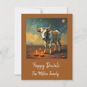 Warm Diwali wünscht heilige Kuh Feiertagskarte