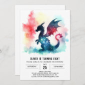 Warm Dragon Birthday DIY Einladung (Vorne/Hinten)