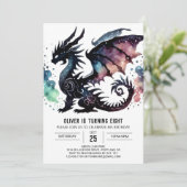 Warm Dragon Birthday Einladung (Stehend Vorderseite)