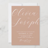 Warm Dusty Peach Wedding | Eleganter Foto- und QR- Einladung (Vorderseite)