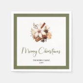 Warm Earth Tone Christmas Tree Personalized Napkin Serviette (Vorderseite)