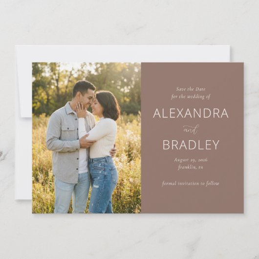 Warm Earthy Rustic Photo Save The Date (Vorderseite)