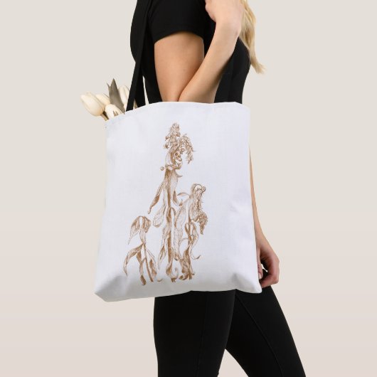 Warm Elegant Botanical Ink Art Tasche (Von Nahem)
