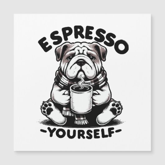 Warm Espresso Bulldog Magnetkarte (Vorderseite)