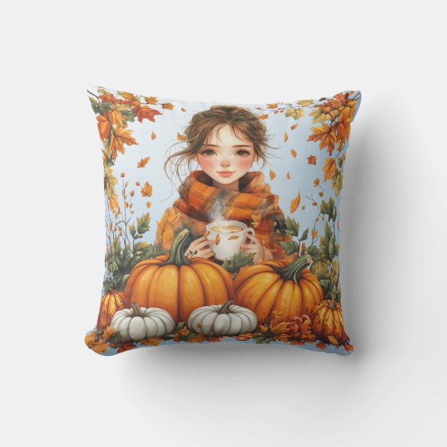 Warm Fall Themed Throw Pillow Kissen (Vorderseite)