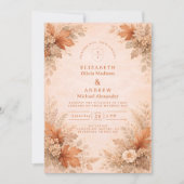 Warm Floral Fall Wedding Einladung (Vorderseite)