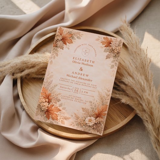 Warm Floral Fall Wedding Einladung