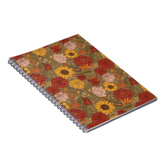 Warm Floral Patterned Notebook Notizblock (Rechte Seite)