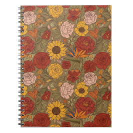 Warm Floral Patterned Notebook Notizblock