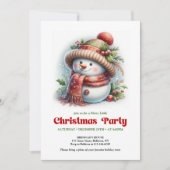 Warm funny snowman invitation printable red green einladung (Vorderseite)