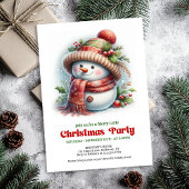 Warm funny snowman invitation printable red green  einladung