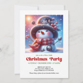 Warm funny snowman invite holiday party digital einladung (Vorderseite)