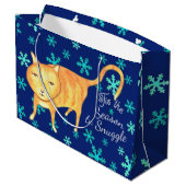 Warm Fuzzies & Winter Flurries Christmas Cat Große Geschenktüte (Rückseite Schrägansicht)