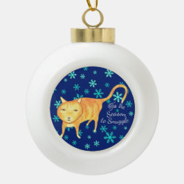 Warm Fuzzies & Winter Flurries Christmas Cat Keramik Kugel-Ornament