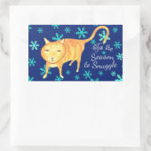 Warm Fuzzies & Winter Flurries Christmas Cat Rechteckiger Aufkleber (Tasche)